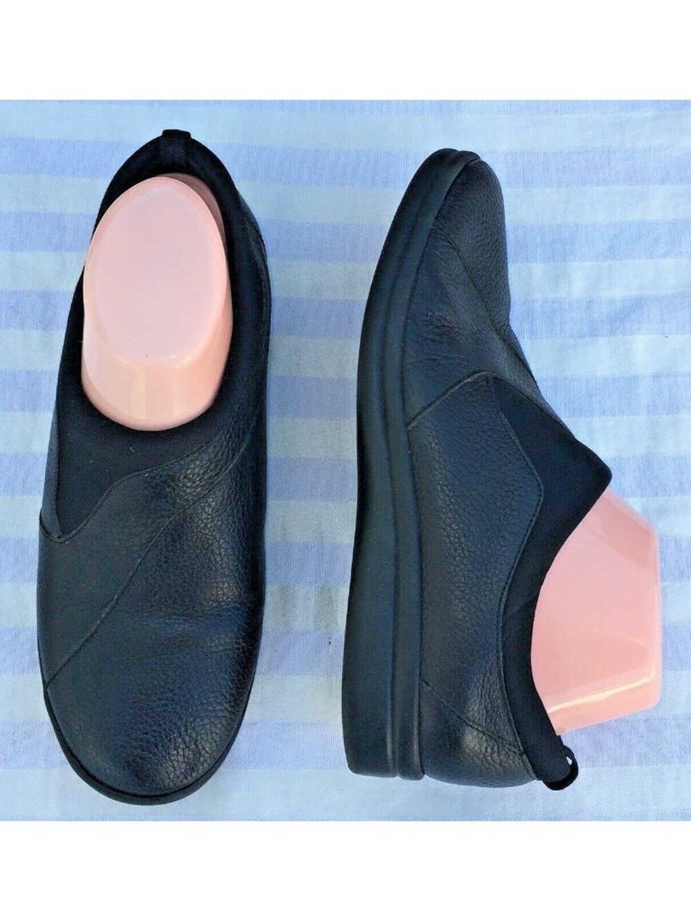 Duck Head Cushioned Sz 9 M Black Leather Slip On Loafers Shoes EUC
